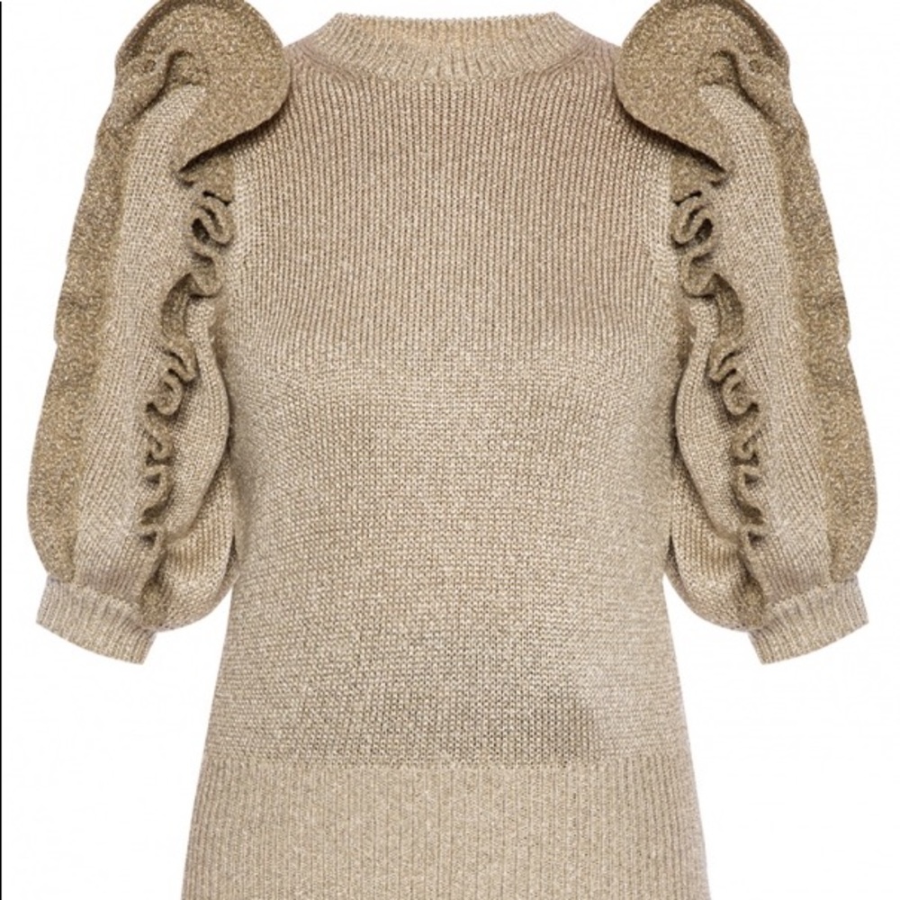 KNITTED SWEATER WITH RUFFLE ACCENTS